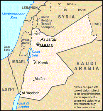 Map of Jordan - as part of Jordan Law, Gulf Law